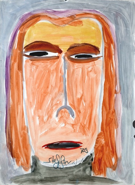 Walter Arnold Steffen Maler Zeichner Art Brut frontales Kopfportrait orange haare