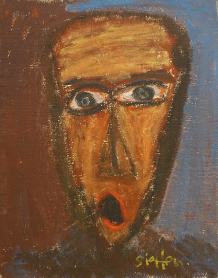 Walter Arnold W.A. Steffen Maler Zeichner Zürich 1924 - 1982 frontaler kopf mit offemen mund much der schrei